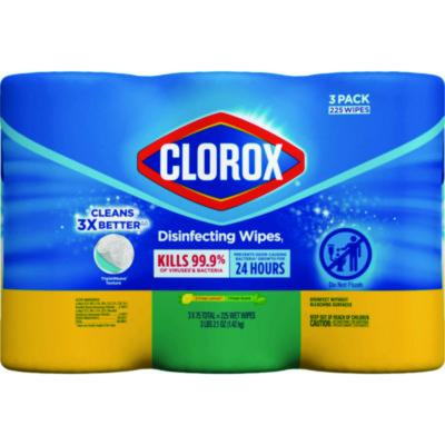 Disinfecting Wipes, Value Pack, Bleach Free Cleaning Wipes, 1-Ply, 7x8, Fresh Scent/Citrus Blend, White, 75/Canister, 3/Pack
