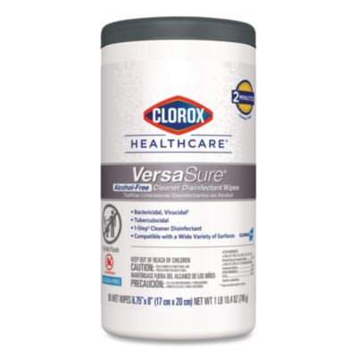Versasure Cleaner Disinfectant Wipes, 1-Ply, 6.75 x 8, Original Scent, White, 85 Towels/Can