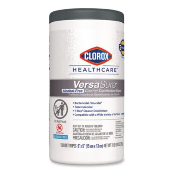 Versasure Cleaner Disinfectant Wipes, 1-Ply, 6 x 5, Fragranced, White, 150 Towels/Canister