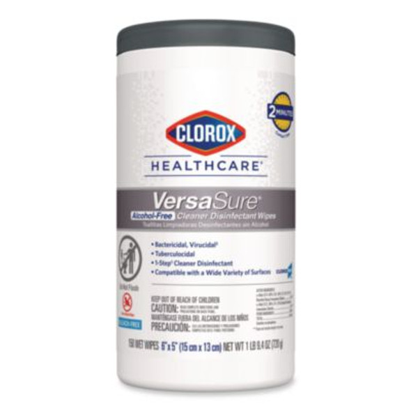 Versasure Cleaner Disinfectant Wipes, 1-Ply, 6 x 5, Fragranced, White, 150 Towels/Canister