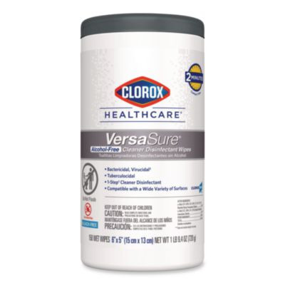 Versasure Cleaner Disinfectant Wipes, 1-Ply, 6 x 5, Fragranced, White, 150 Towels/Canister