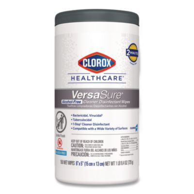 Versasure Cleaner Disinfectant Wipes, 1-Ply, 6 x 5, Fragranced, White, 150 Towels/Canister