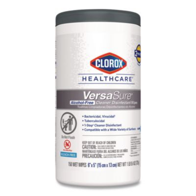 Versasure Cleaner Disinfectant Wipes, 1-Ply, 6 x 5, Fragranced, White, 150 Towels/Canister