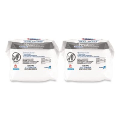 Versasure Cleaner Disinfectant Wipes, Refill, 1-Ply, 12 x 10, Fragranced, White, 110/Pouch, 2 Pouches/Carton