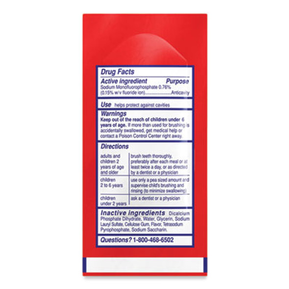 Cavity Protection Toothpaste, Regular Flavor, 0.15 Oz Sachet, 1,000/Carton