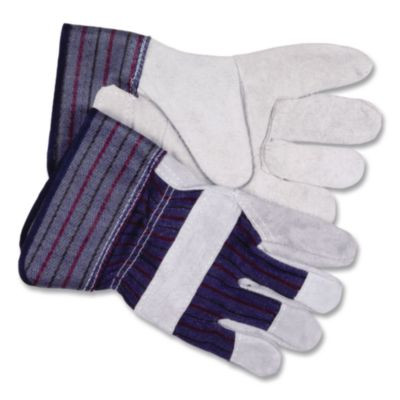 Men's Split Leather Palm Gloves, Gunn Cut, Wing Thumb, X-Large, Gray, Dozen