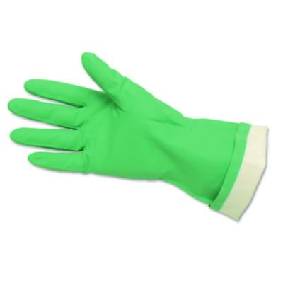 Flock-Lined Nitrile Gloves, One Size Fits Most, Green, 12 Pairs
