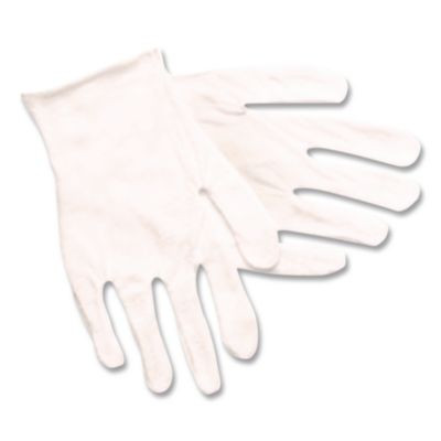 Cotton Inspector Gloves, Reversible, One Size Fits Most, White, 12 Pairs
