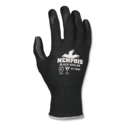 Nitrile Coated Kevlar Gloves, En388: 4542, 10" Long, Large, Black, Pair