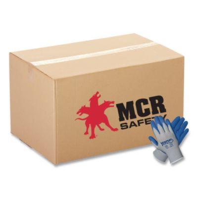 Memphis Flex Latex-Coated Seamless Nylon Knit Gloves, En388: 3131, Large, Blue/Gray, 12 Pairs