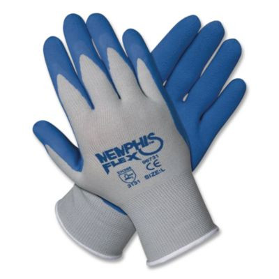 Memphis Flex Latex-Coated Seamless Nylon Knit Gloves, En388: 3131, Small, Blue/Gray, Pair