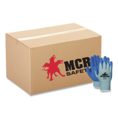 Memphis Flex Latex-Coated Seamless Nylon Knit Gloves, En388: 3131, Small, Blue/Gray, 12 Pairs