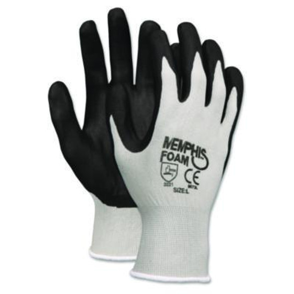 Economy Foam Nitrile Gloves, En388: 3221, Small, Black/Gray, 12 Pairs