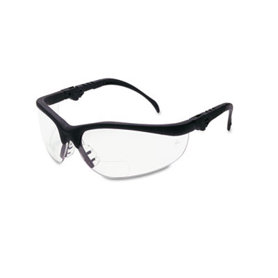 Klondike Magnifier Safety Glasses, 1.5+ Diopter, Black Half Frame, Clear Dual Lens