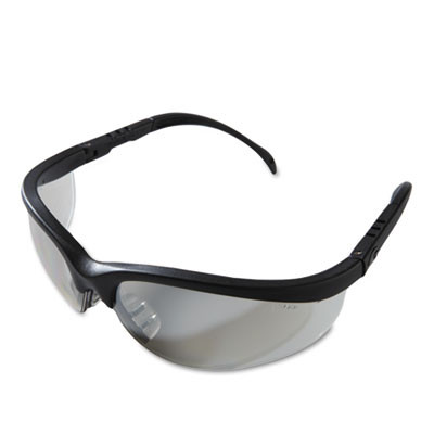 Klondike Safety Glasses, Matte Black Half Frame, Mirrored Silver Dual I/O Lens, 12/Box