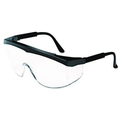Stratos Safety Glasses, Black Half Frame Otg, Clear Single Lens, 12/Box