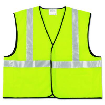 Class 2 Safety Vest, Polyester, X-Large, Fluorescent Lime With Silver Stripe