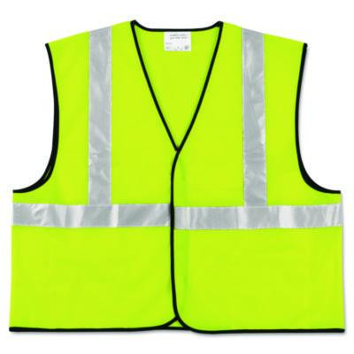 Class 2 Safety Vest, Polyester, 2X-Large, Fluorescent Lime With Silver Stripe