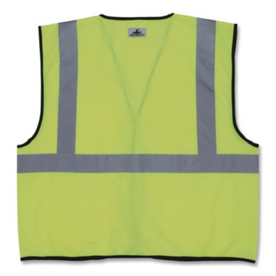 Class 2 Safety Vest, Polyester, 2X-Large, Fluorescent Lime With Silver Stripe