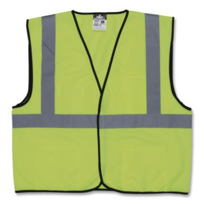 Class 2 Safety Vest, Polyester, 2X-Large, Fluorescent Lime With Silver Stripe
