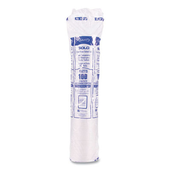Straw-Slot Cold Cup Lids, Fits 9 Oz To 20 Oz Cold Cups, Plastic, Clear, 100/Pack
