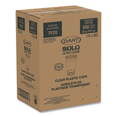 Ultra Clear Cups, 20 Oz, Plastic, 50/Bag, 12 Bags/Carton