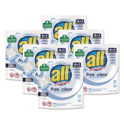 Mighty Pacs Free Clear Super Concentrated He Laundry Detergent, 39/Pack, 6 Packs/Carton