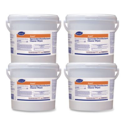 Avert Sporicidal Disinfectant Cleaner Wipes, 1-Ply, 11 x 12, Chlorine Scent, 160/Canister, 4 Canisters/Carton