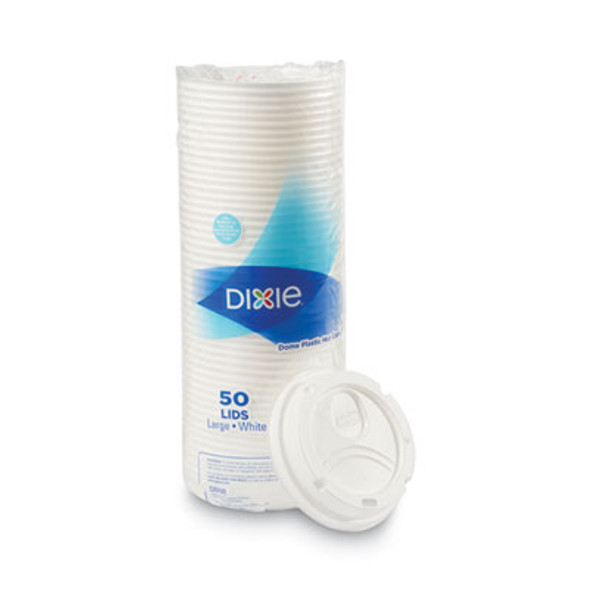 Dome Drink-Thru Lids, Fits 10 Oz To 16 Oz Perfectouch Hot Cups/12 Oz To 20 Oz Wisesize Hot Cups, Plastic, White, 50/Pack