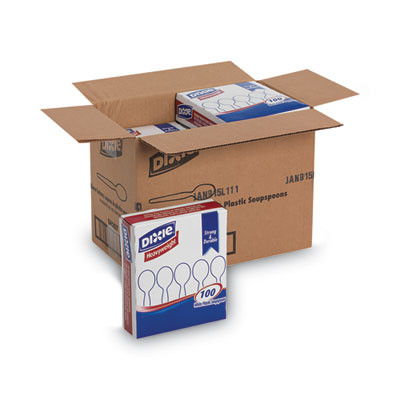 Plastic Cutlery, Heavyweight Soup Spoon, White, 100/Box, 10 Boxes/Carton