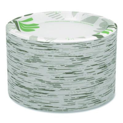 Pathways Soak Proof Shield Heavyweight Paper Plates, 10.13" Dia, Green/Burgundy, 125/Pack
