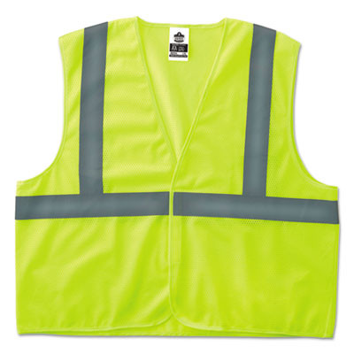 Glowear 8205Hl Type R Class 2 Super Econo Mesh Safety Vest, Polyester, Large To X-Large, Lime