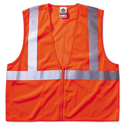 Glowear 8210Z Class 2 Economy Vest, Polyester Mesh, Zipper Closure, Large To X-Large, Orange