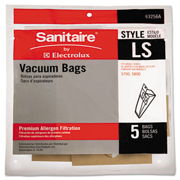 Commercial Upright Vacuum Cleaner Replacement Bags, Style Ls, 5/Pack, 10 Packs/Carton