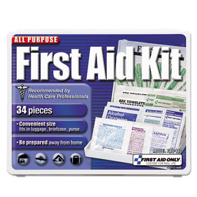 All-Purpose First Aid Kit, 34 Pieces, Plastic Case