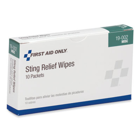 First Aid Sting Relief Pads, 10/Box