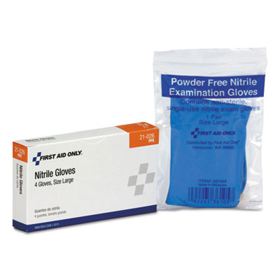 Ansi Compliant First Aid Kit Refill For 16 Unit First Aid Kit, Exam Gloves, Large, 4 Pieces