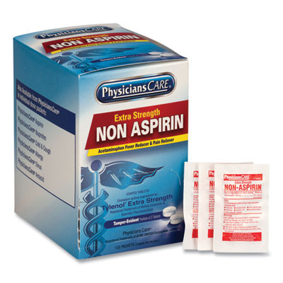 Pain Relievers/Medicines, Xstrength Non-Aspirin Acetaminophen, 2/Packet, 125 Packets/Box