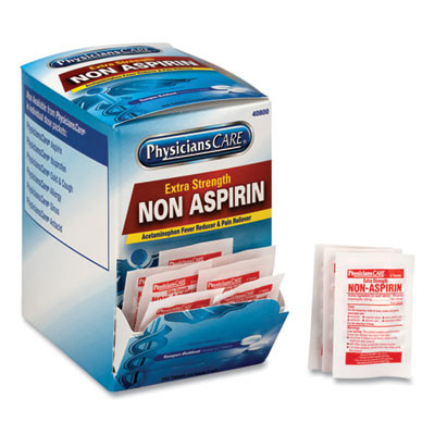 Pain Relievers/Medicines, Xstrength Non-Aspirin Acetaminophen, 2/Packet, 125 Packets/Box