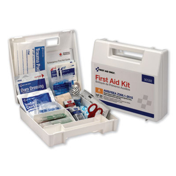 Ansi 2015 Compliant Class A Type I And Ii First Aid Kit For 25 People, 89 Pieces, Plastic Case