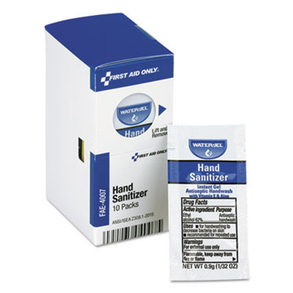 Gel Hand Sanitizer Packets For Smartcompliance First Aid Kits, 0.9 G, Clean Scent, 10/Box