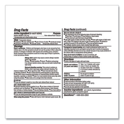 Smartcompliance Aspirin Refill, 2/Packet, 10 Packets/Box