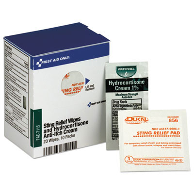 Refill For Smartcompliance General Business Cabinet, 20 Sting Relief Wipes, 10 Hydrocortisone Packs