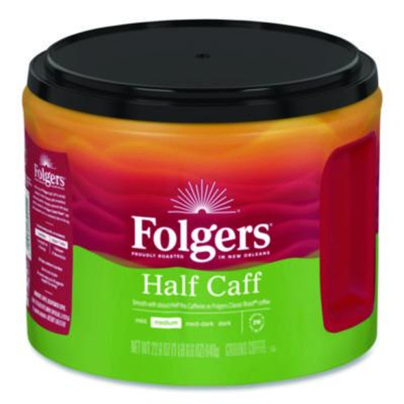 Half Caff Ground Coffee, 22.6 Oz Canister, 6/Carton