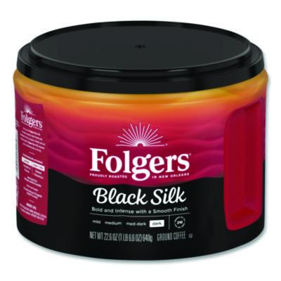 Black Silk Ground Coffee, Black 22.6 Oz Canister, 6/Carton
