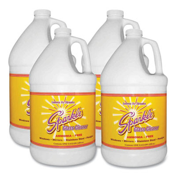 Glass Cleaner, 1 Gal Bottle Refill, 4/Carton