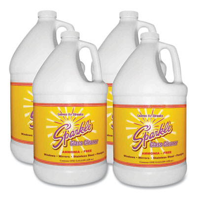 Glass Cleaner, 1 Gal Bottle Refill, 4/Carton