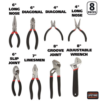8-Piece Steel Pliers And Wrench Tool Set