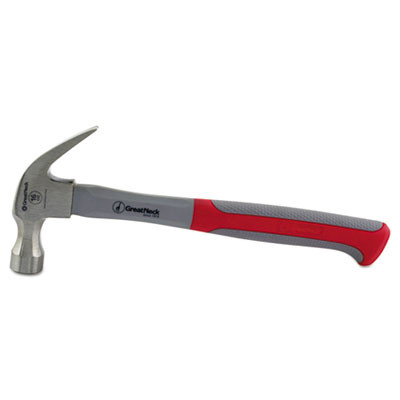 Claw Hammer, 16 Oz Drop Forged Steel Curved Claw Head, 12.8" High-Visibility Orange Fiberglass Handle