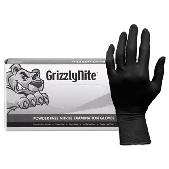 Proworks Grizzlynite Nitrile Gloves, Powder-Free, X-Large, 5 Mil Thick, Black, 100/Box, 10 Boxes/Carton